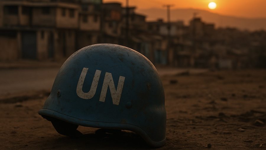 UN Helmet on the ground